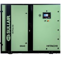 CompressAir | Green hitachi sullair ds45 oil-free air compressor with digital control panel.